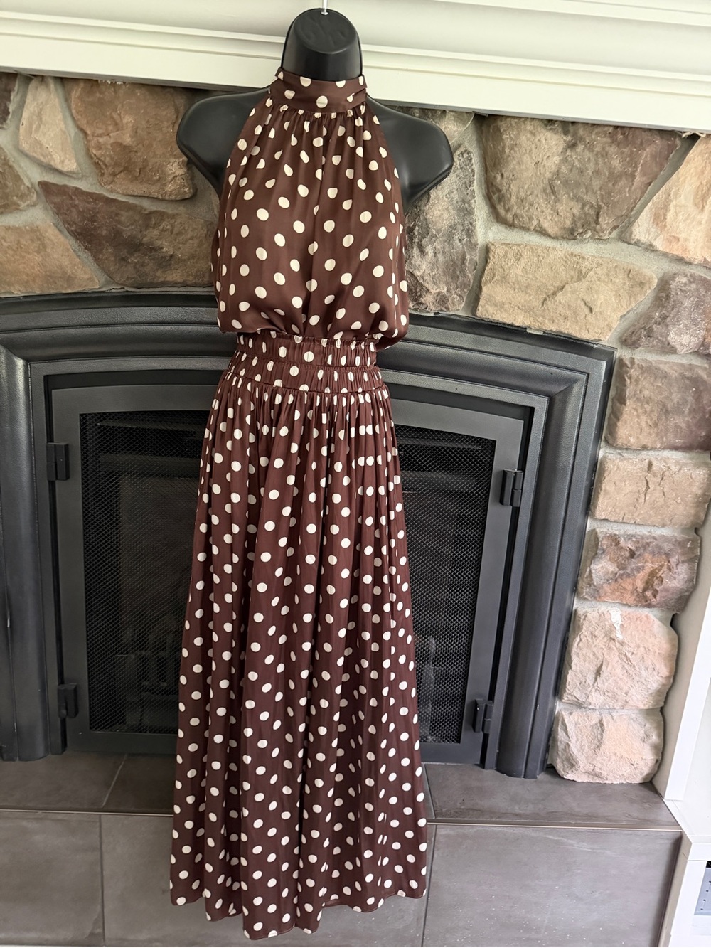 next Brown and Cream Polka Dot Halter top & Maxi skirt